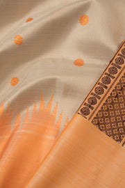 Grey Handloom Gadwal Kuttu Silk Saree - Avishya