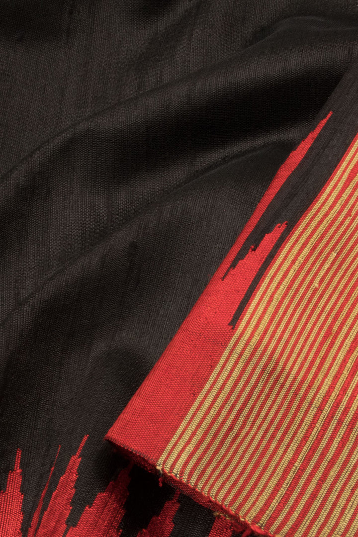 Black Handloom Raw Silk Saree - Avishya