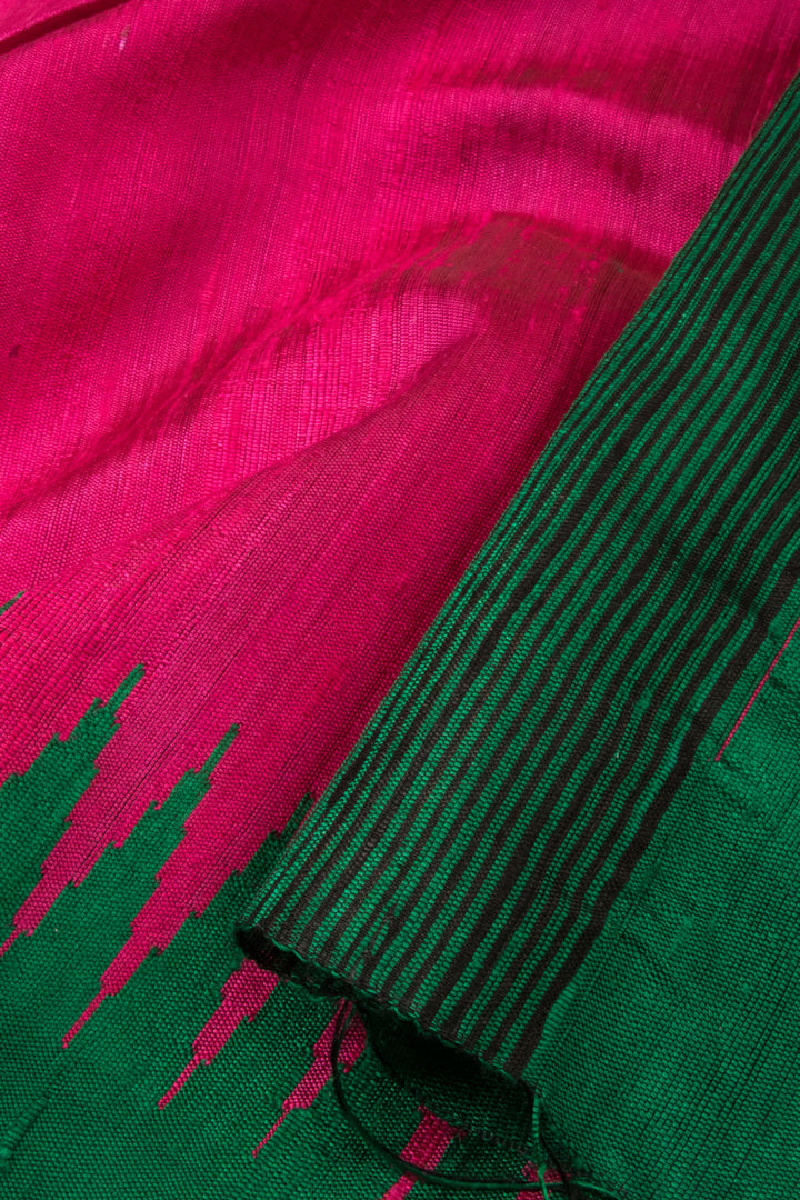 Rani Pink Handloom Raw Silk Saree - Avishya