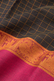 Black Handloom Kanchi Cotton Saree - Avishya