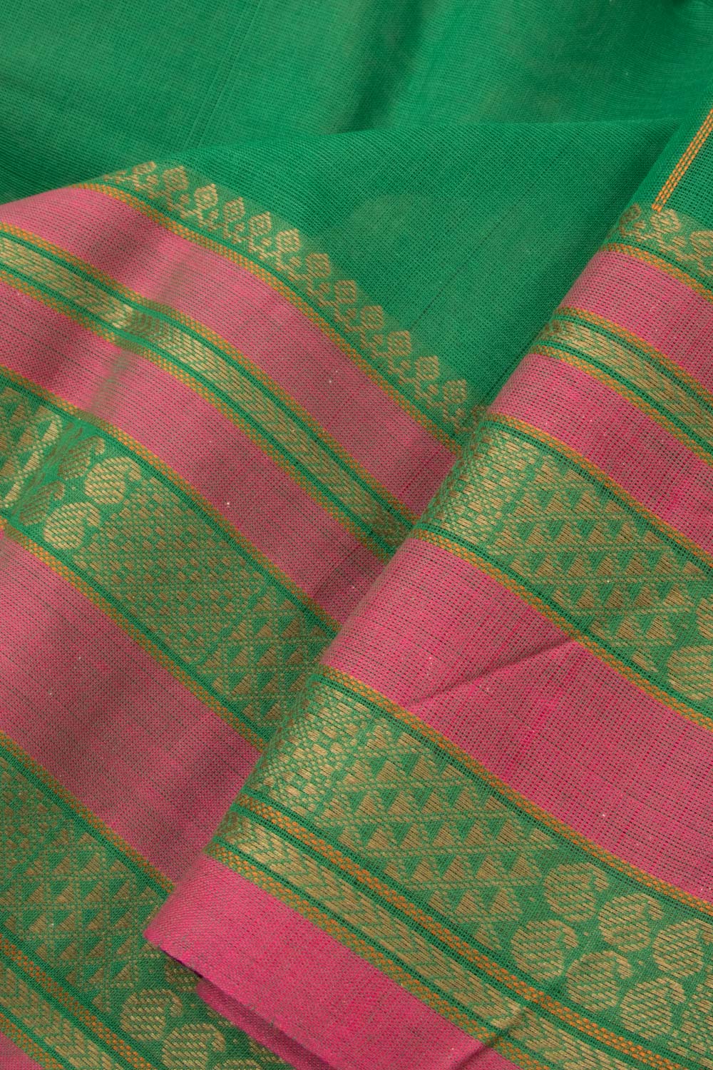Green Handloom Kanchi Cotton Saree - Avishya