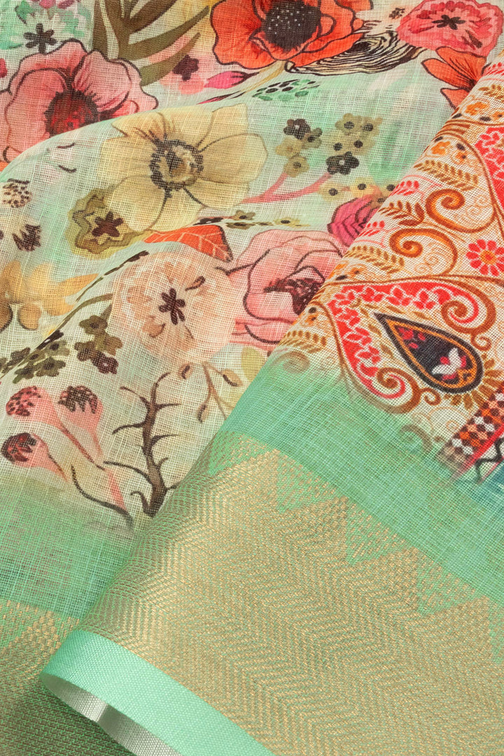 Multicolor Printed linen Saree - Avishya