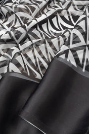 Black and White Printed Organza Saree - Avishya