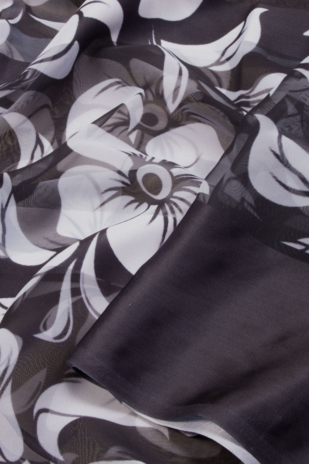 Black and White Printed Organza Saree 10064860 - Avishya