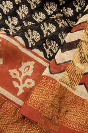 Black Anokhi Hand Block Printed Saree - Avishya