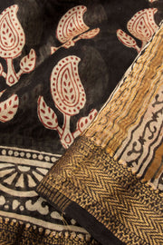 Black Anokhi Hand Block Printed Saree - Avishya