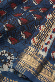 Blue Anokhi Hand Block Printed Saree - Avishya