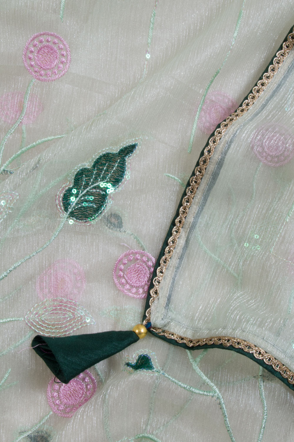 Green Embroidered Organza Saree - Avishya