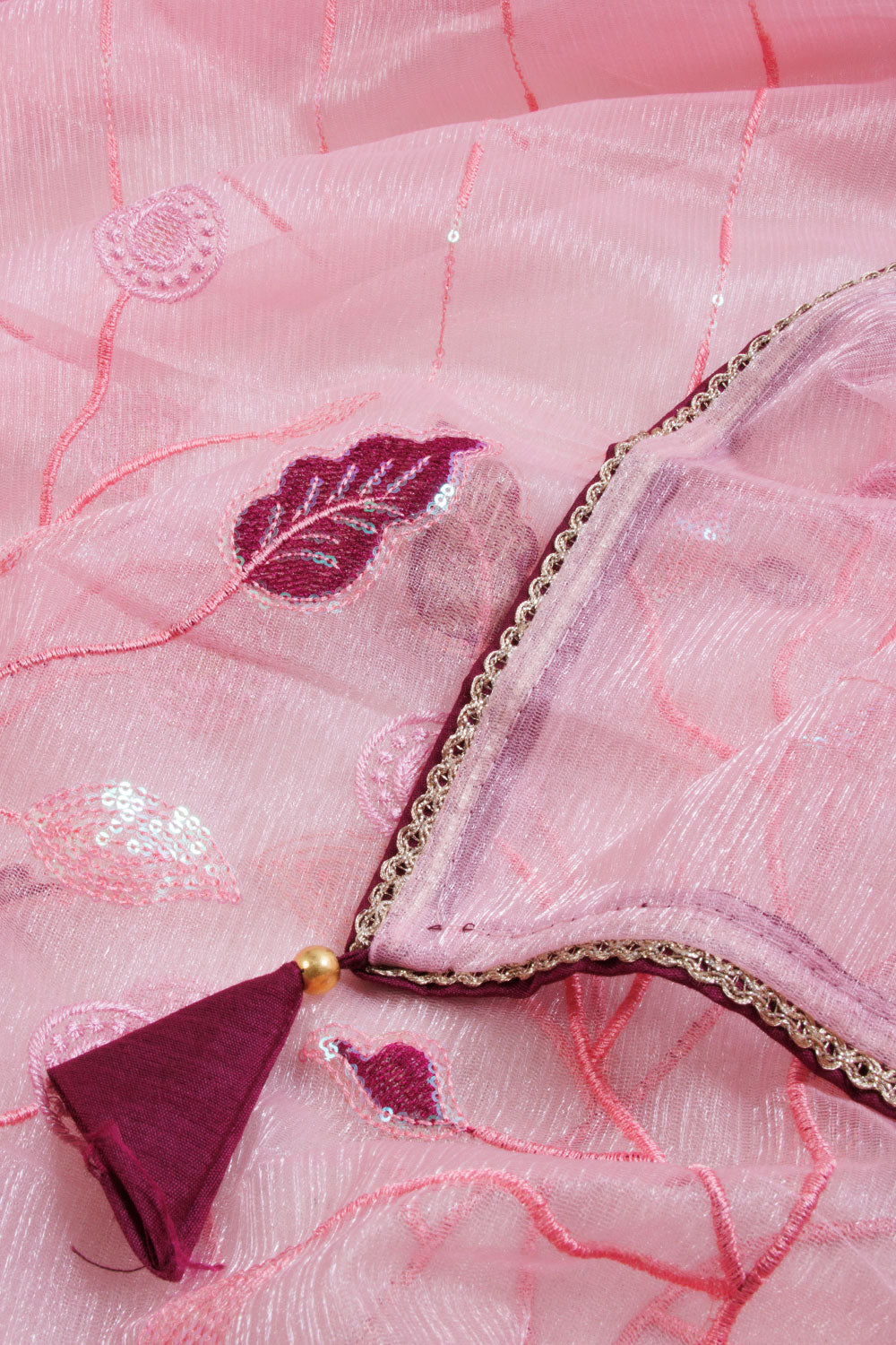 Pink Embroidered Organza Saree - Avishya