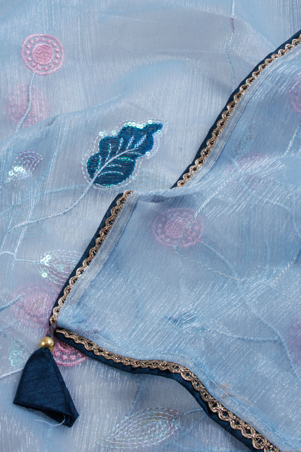 Blue Embroidered Organza Saree - Avishya
