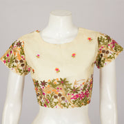 Cream Hand Embroidered Net Silk Blouse - Avishya