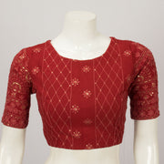 Maroon Sequin Embroidered Georgette Blouse - Avishya