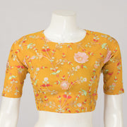 Yellow Hand Embroidered Net Silk Blouse- Avishya