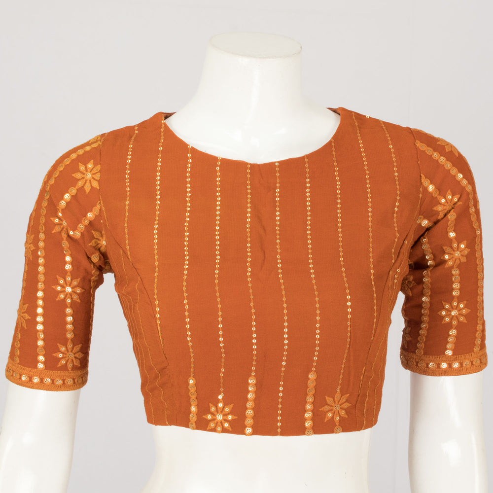 Brown Sequin Embroidered Georgette Blouse - Avishya