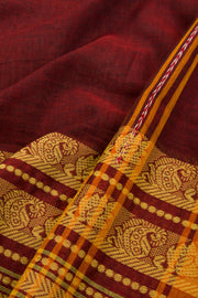 Maroon Handloom Dhaniakhali Cotton Saree 10064936 - Avishya