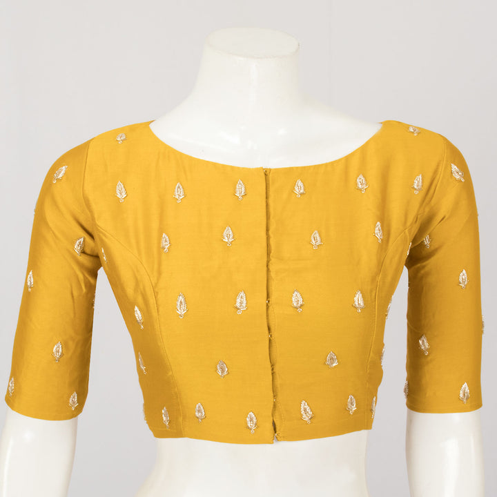 Yellow Zardosi Embroidered Chanderi Silk Cotton Blouse - Avishya