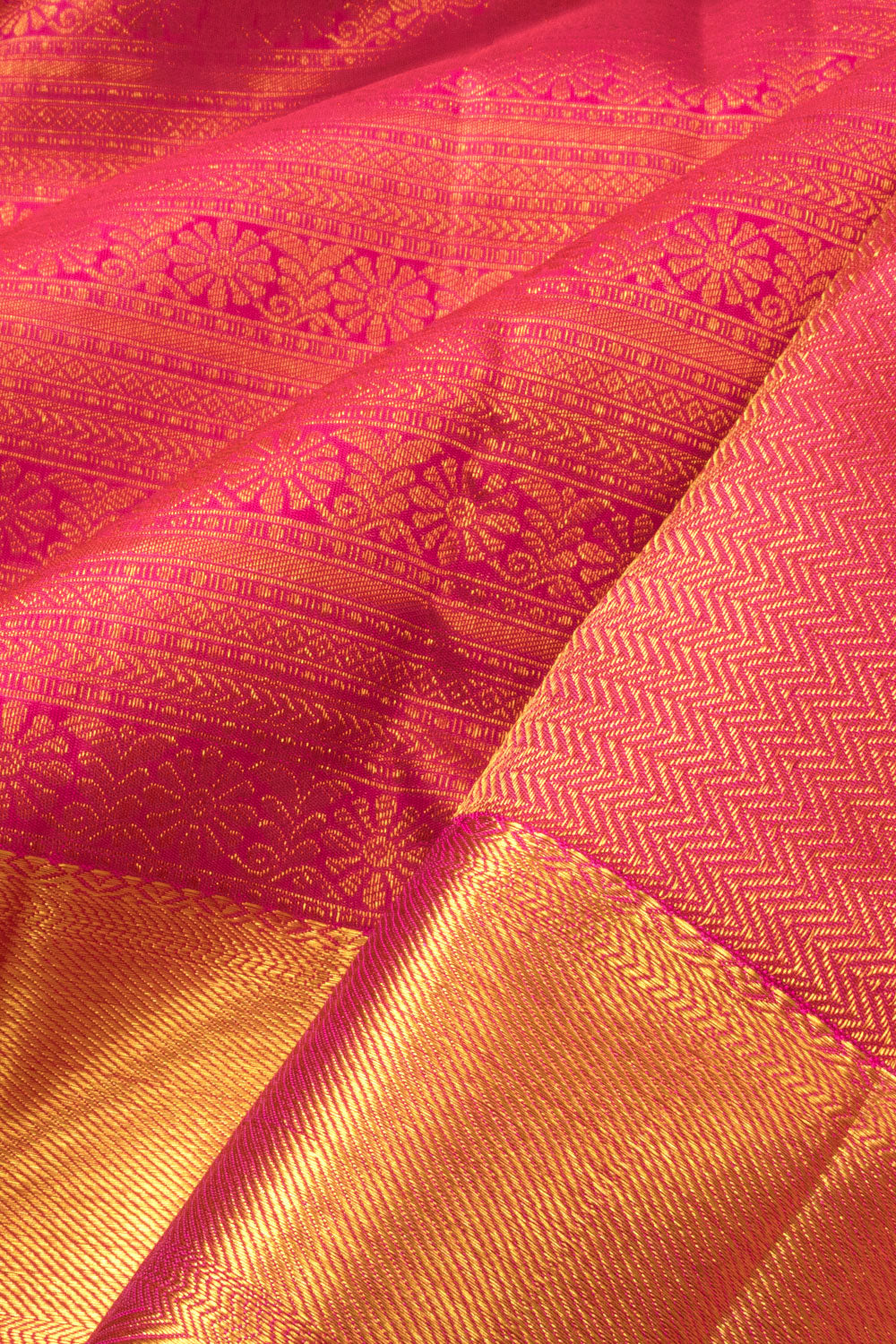 Fuscia Pink Bridal Kanjivaram Silk Saree 10064980