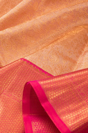 Salmon Pink Gold Korvai Kanjivaram Silk Saree - Avishya