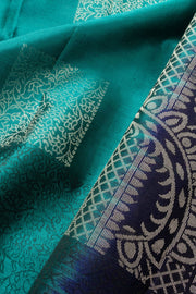 Peacock Blue Handloom Kanjivaram Soft Silk Saree 10065012