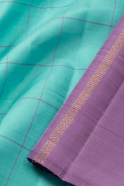 Aqua Blue Borderless Handloom Kanjivaram Silk Saree 10065037