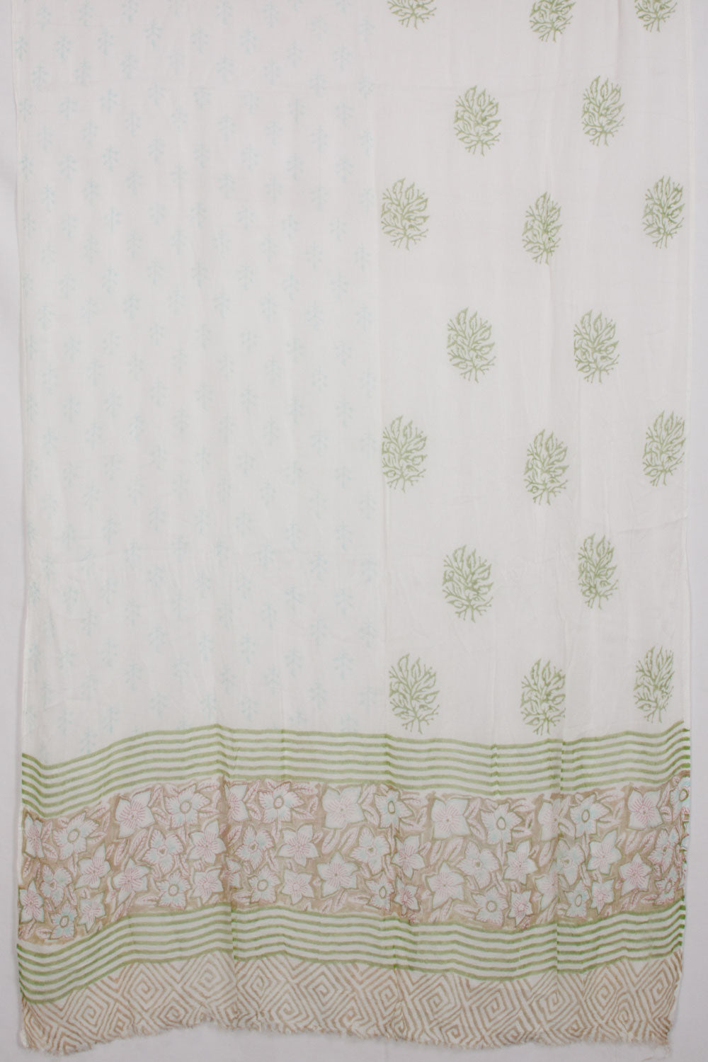 Hand Block Printed Silk Cotton 3-Piece Salwar Suit Material - Avishya
