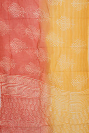 Red Hand Block Printed Cotton 3-Piece Salwar Suit Material - Avishya