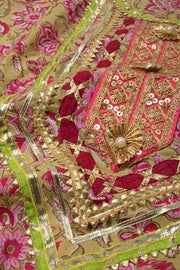 Gotapatti Embroidered Cotton 3-Piece Salwar Suit Material - Avishya