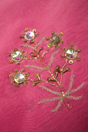 Pink Embroidered 3-Piece Silk Cotton Salwar Suit Material  - Avishya