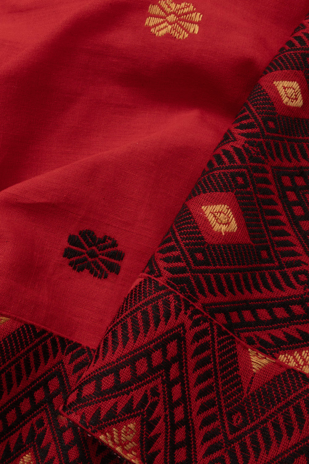Venetian Red Handloom Assam Cotton Saree - Avishya