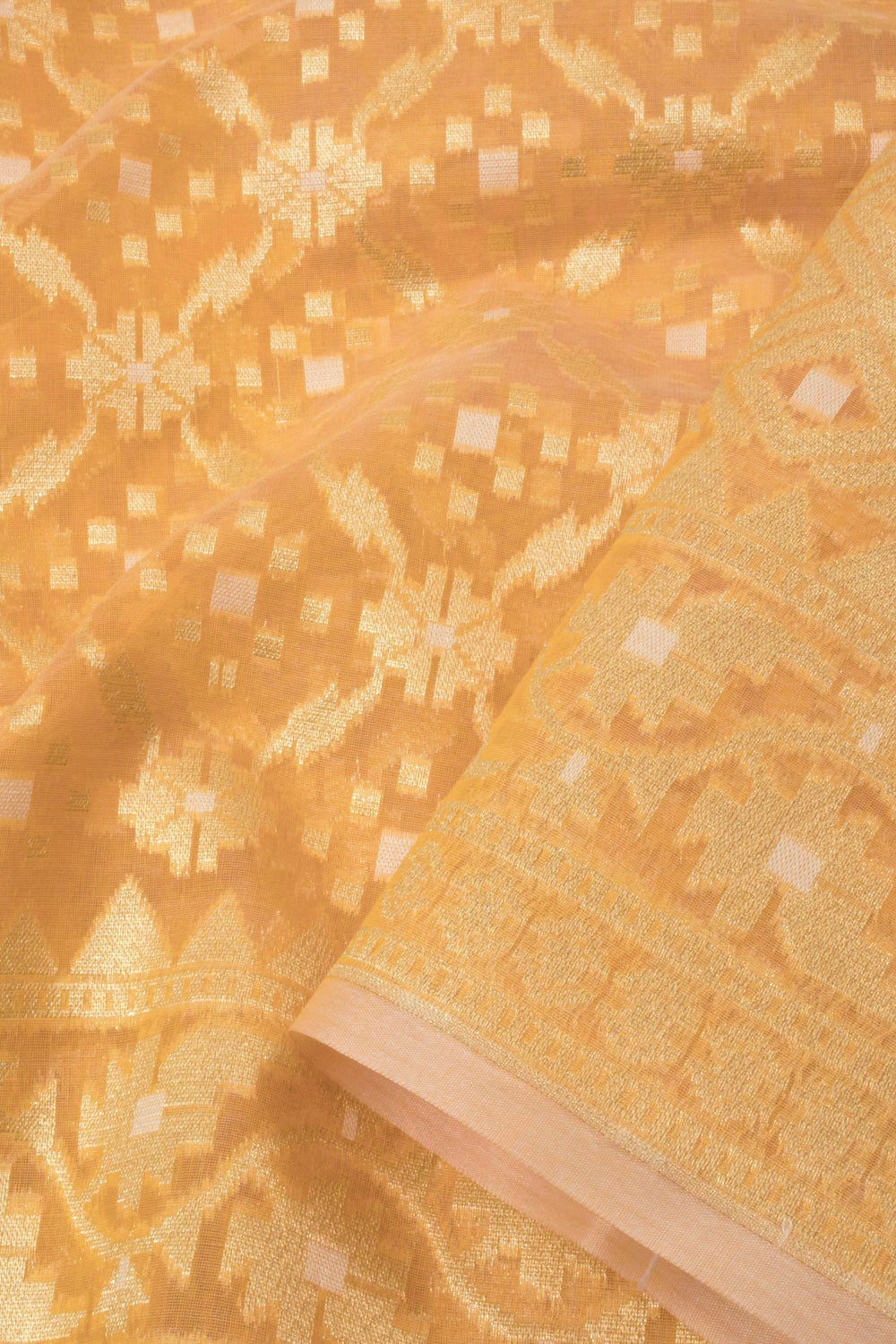 Golden Yellow Handloom Banarasi Cotton Saree - Avishya