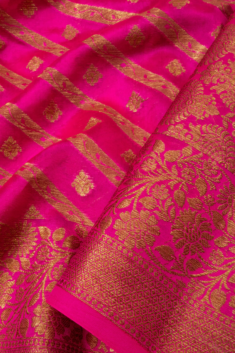 Rani Pink Handloom Banarasi Cotton Saree - Avishya