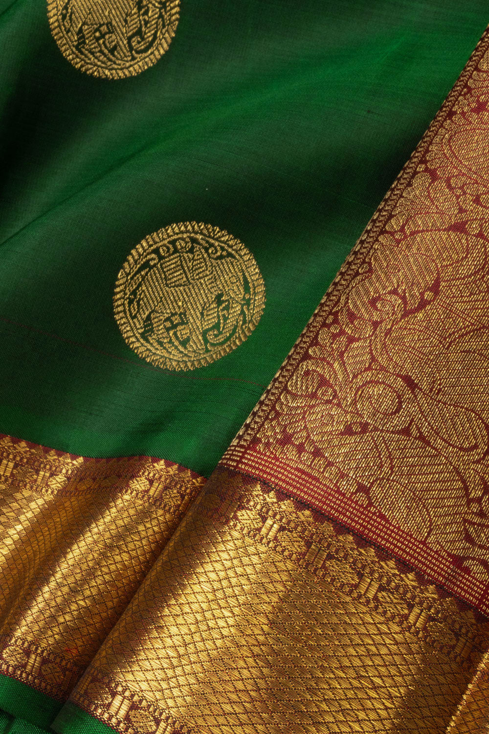 Dark Green Bridal Kanjivaram Silk Saree- Avishya