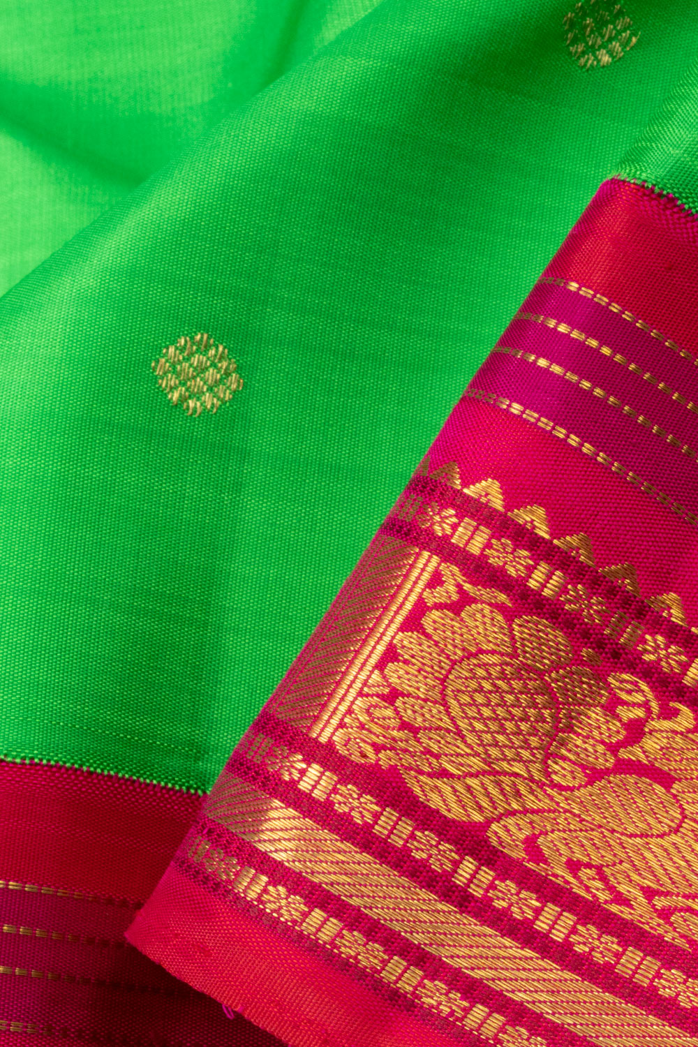 Green Handloom Korvai Kanjivaram Silk Saree - Avishya