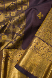 Dark Violet Handloom Kanjivaram Silk Saree - Avishya