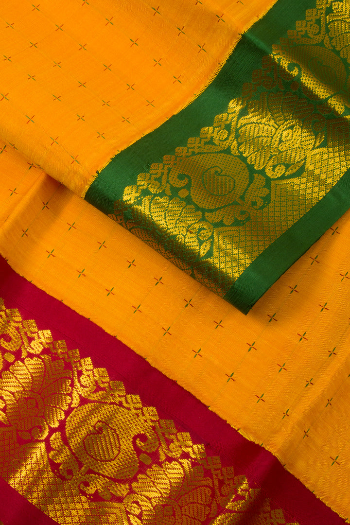 Chrome Yellow Handloom Kanjivaram Silk Saree - Avishya