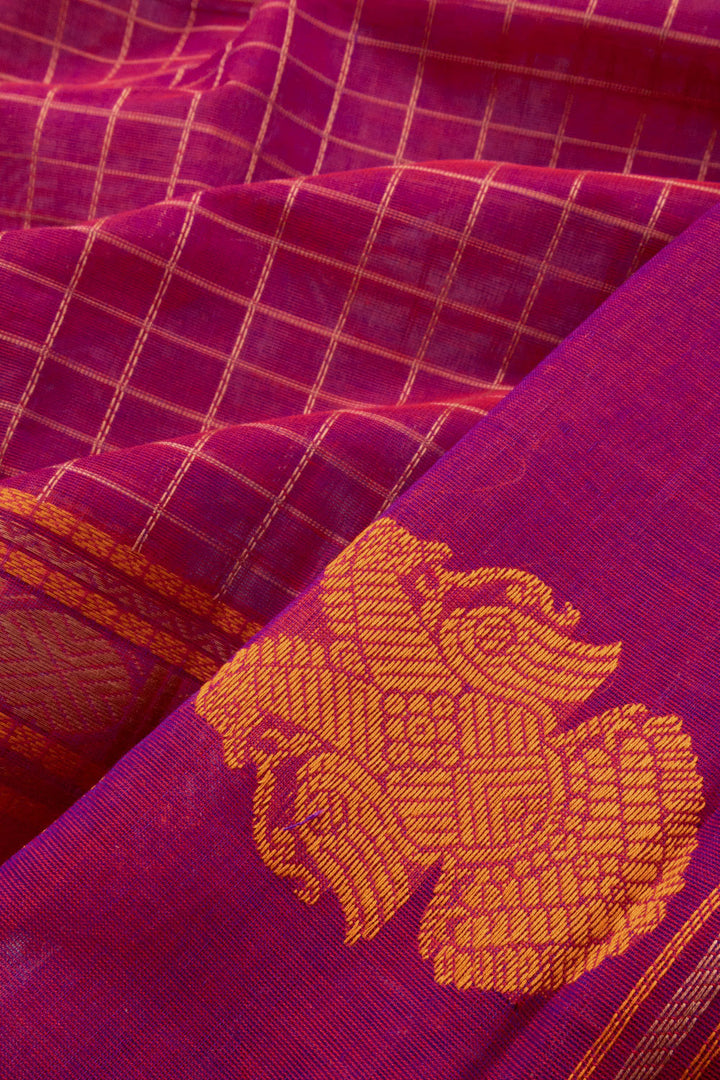 Magenta Handloom Kanchi Cotton Saree - Avishya