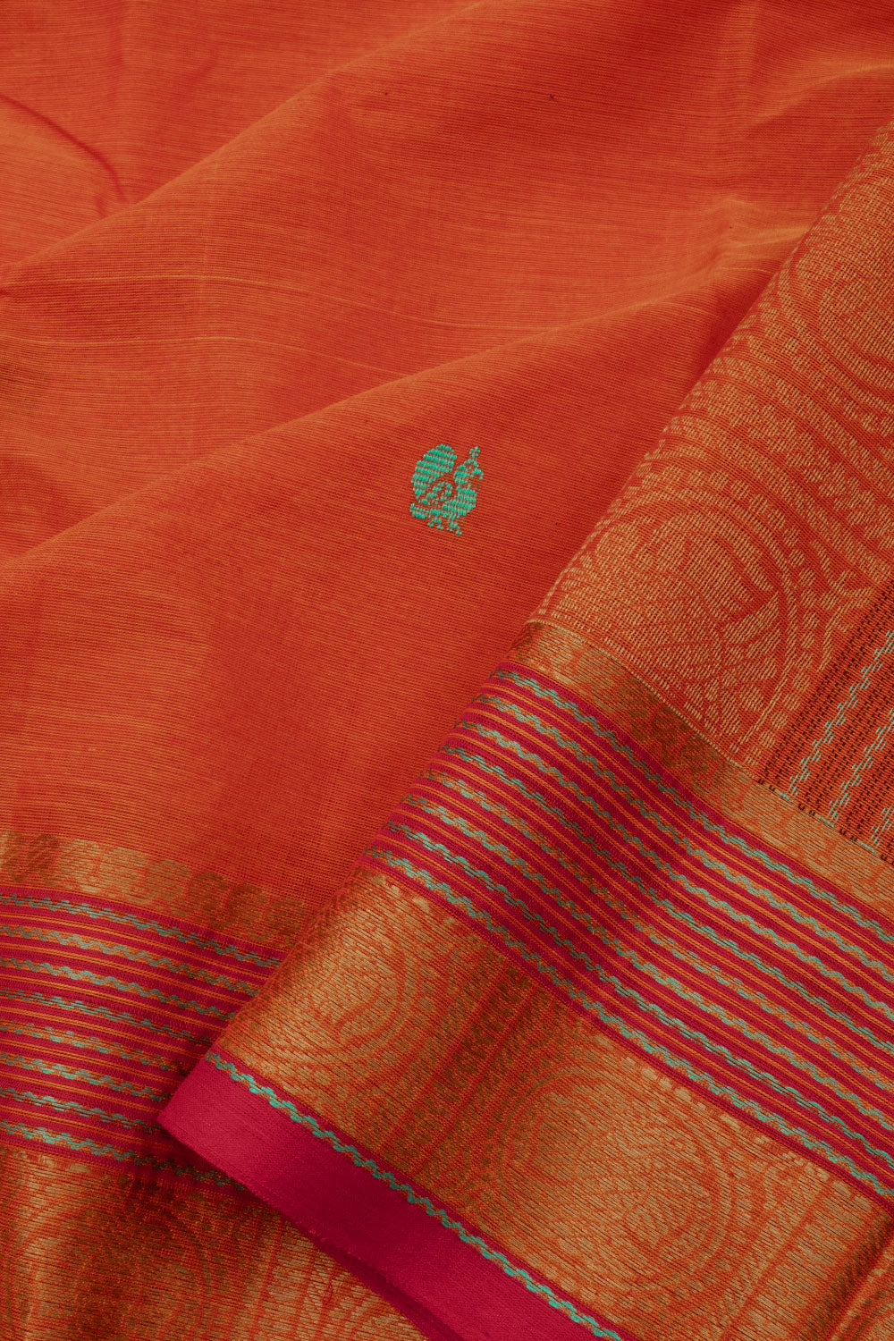 Orange Handloom Kanchi Cotton Saree - Avishya