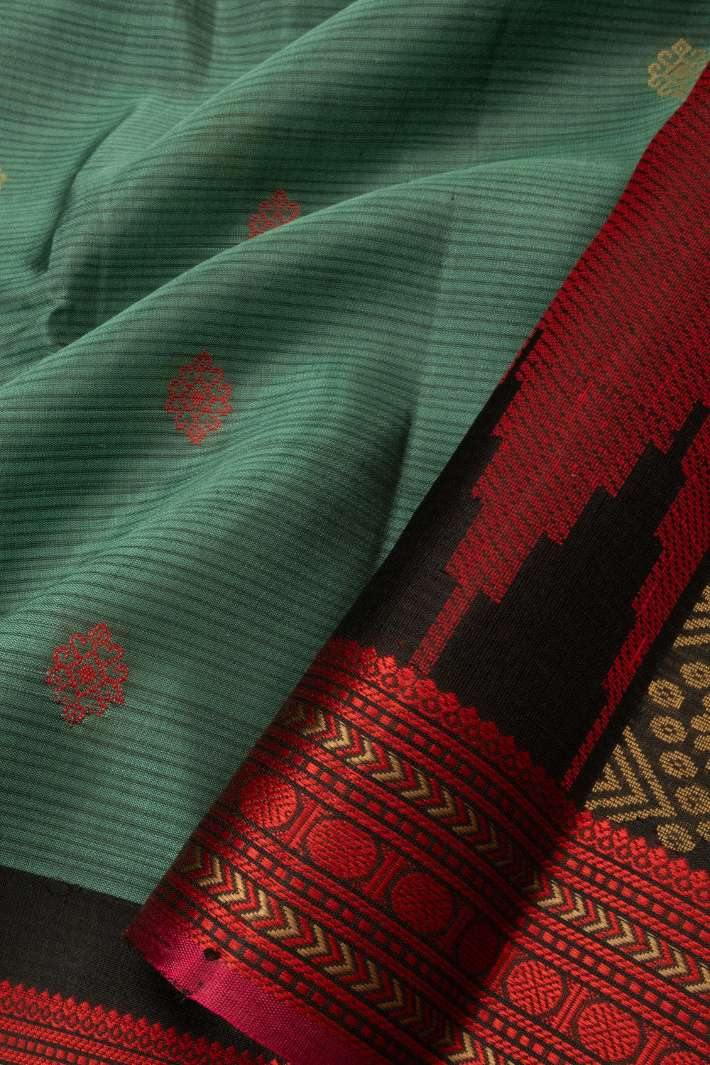 Green Handloom Thread work Kanjivaram Silk Saree - Avishya