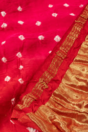 Red Handwoven Bandhani Modal Saree - Avishya