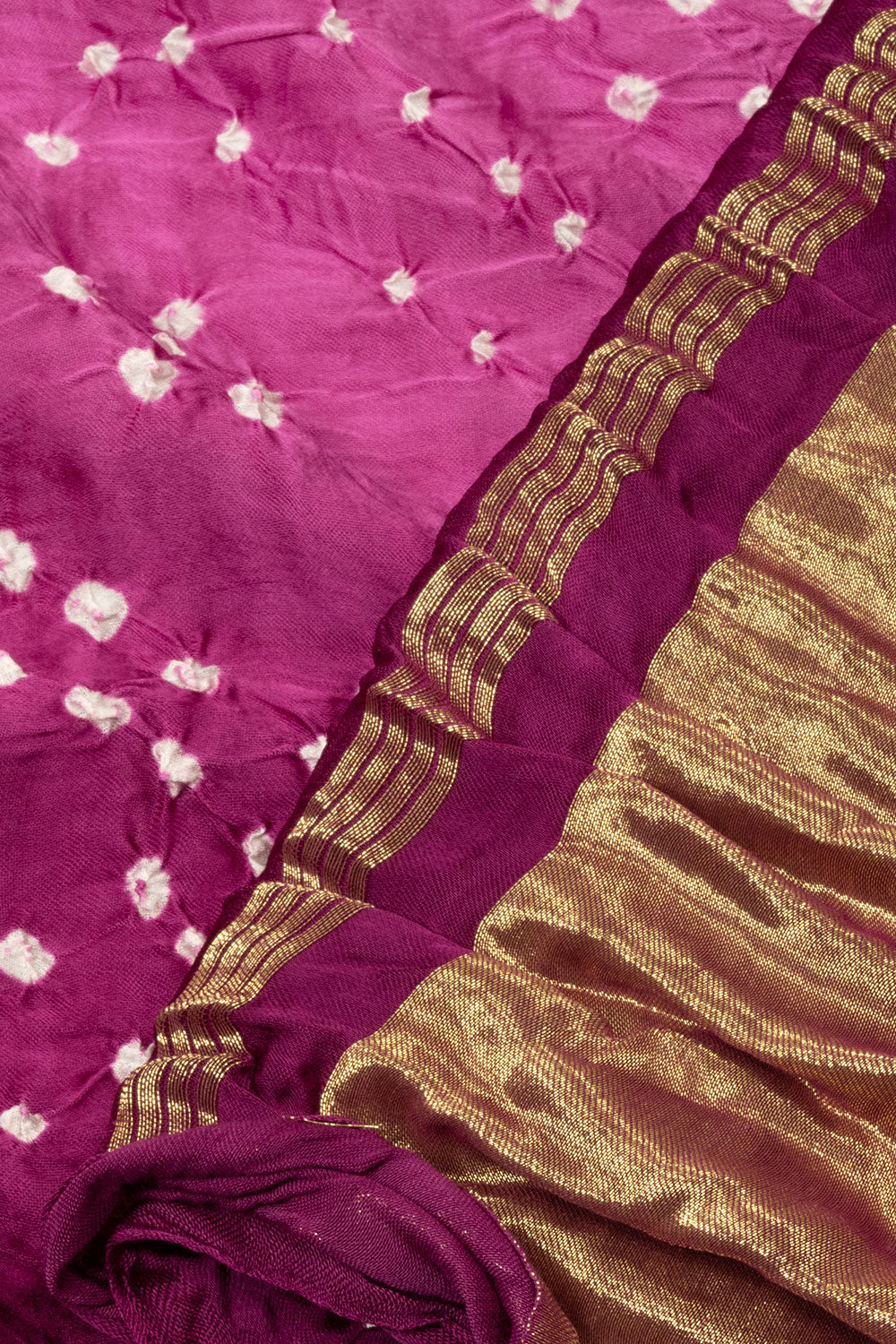 Pink Handwoven Bandhani Modal Saree - Avishya