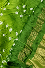 Green Handwoven Bandhani Modal Saree - Avishya