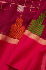 Maroon Handloom Jamdani Cotton Saree - Avishya