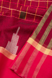 Maroon Handloom Jamdani Cotton Saree - Avishya