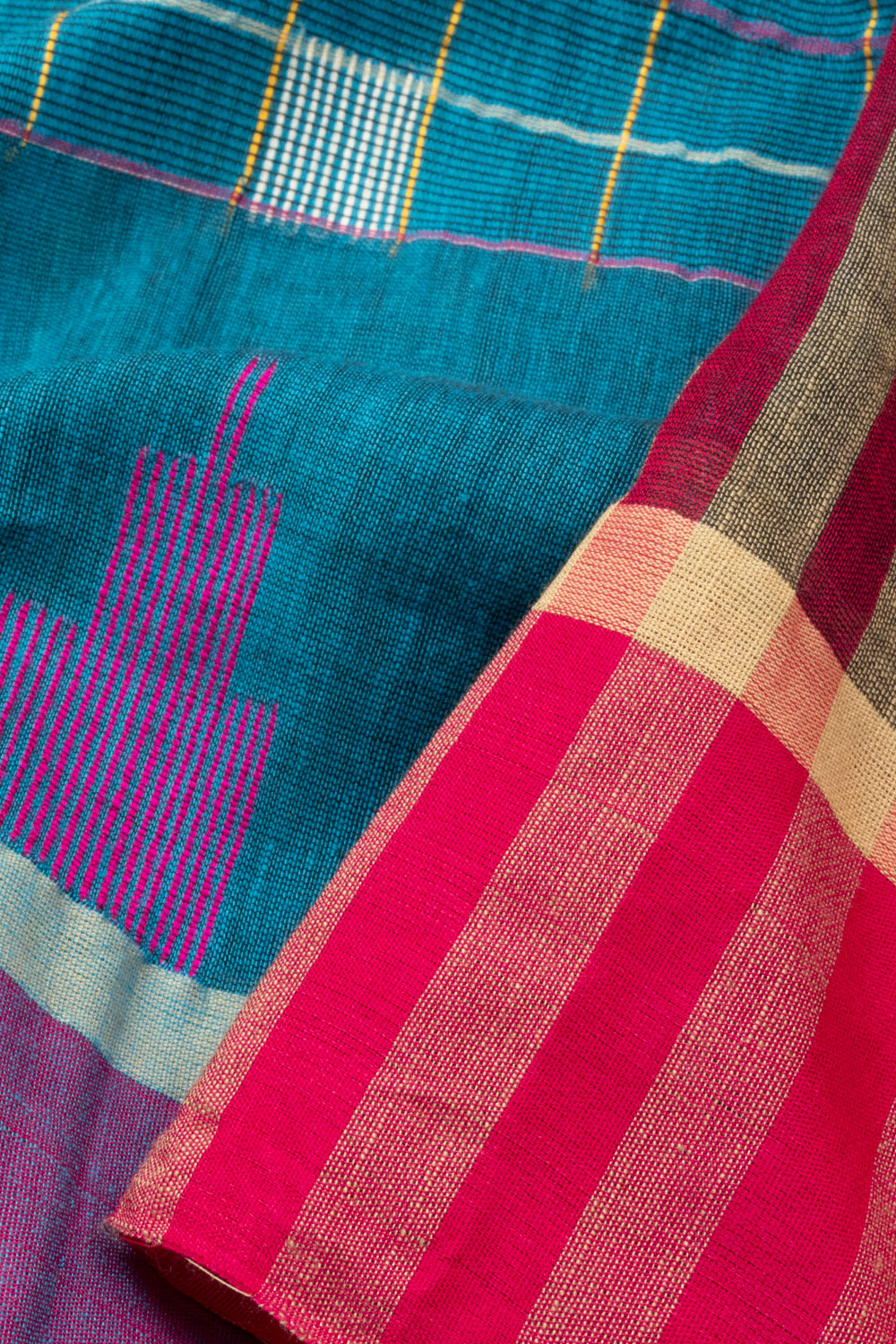 Cerulean Blue Handloom Jamdani Cotton Saree- Avishya