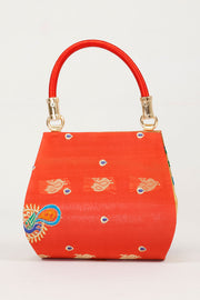 Orange Handcrafted Paithani Potli Bag - Avishya