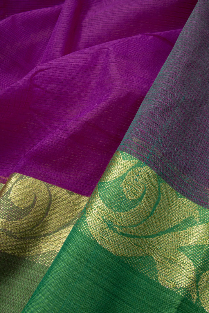 Purple Handloom Dhaniakhali Cotton Saree - Avishya