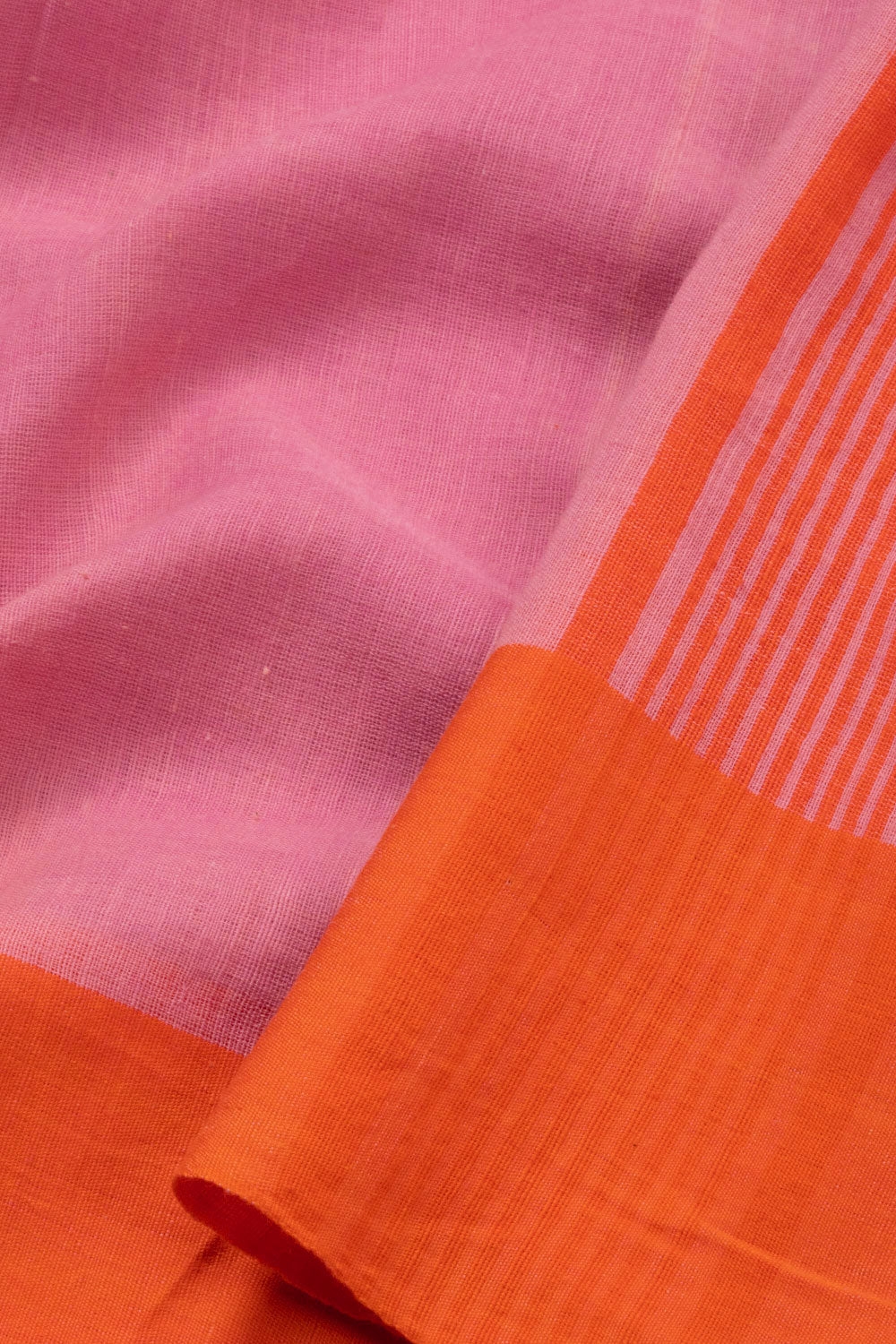 Pink Handloom Dhaniakhali Bengal Cotton Saree  - Avishya