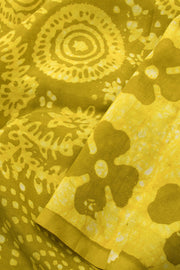 Green Batik Printed Silk saree - Avishya