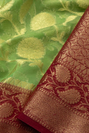 Green Banarasi Organza Saree - Avishya