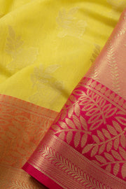 Bright Yellow Handloom Banarasi Cotton Saree - Avishya